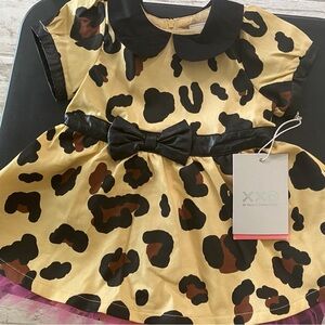 Target Yellow Leopard Print Dress with Black Collar & Bow